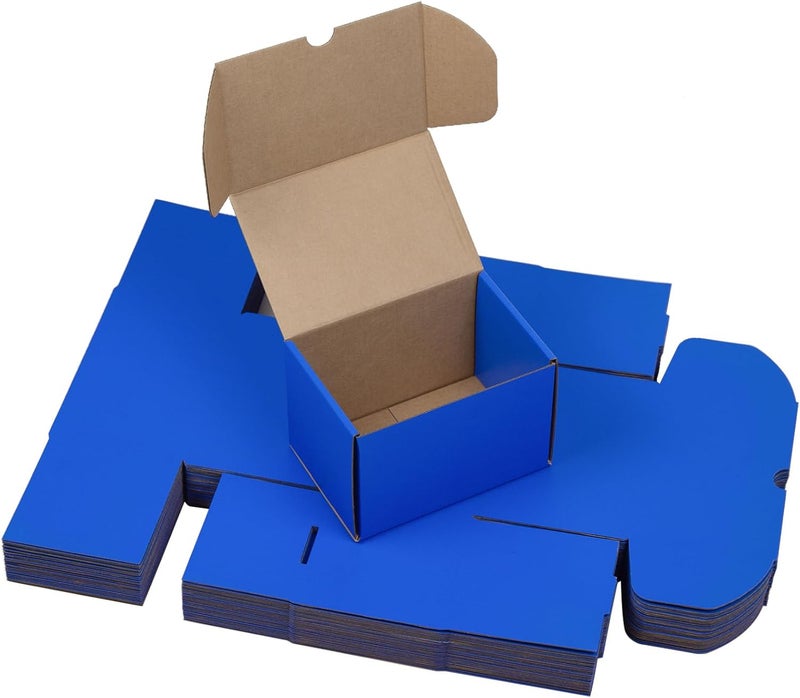 HESESOH 6x4x4 Inches Shipping Boxes Pack of 25, Blue Corrugated Cardboard Box Literature Mailer for Packing Small Business - Image 1